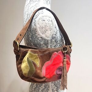 Coach Brown Shoulder Bag with Red and Green Accents